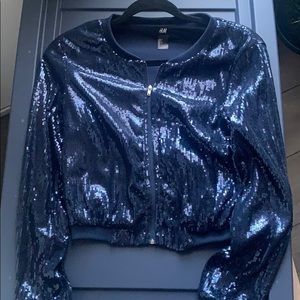 Navy sequin bomber Jacket